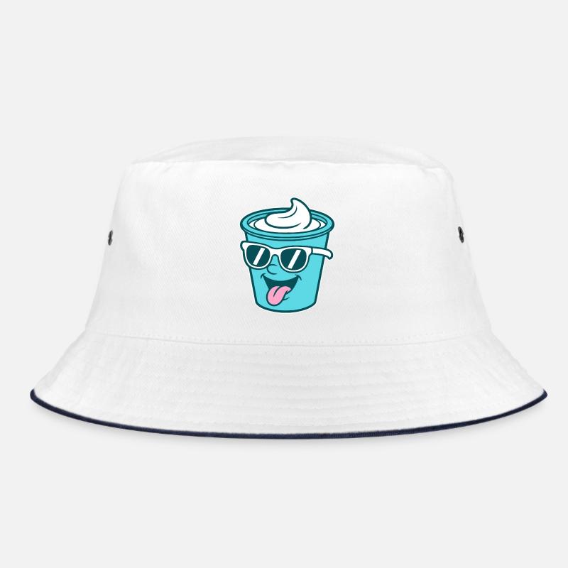 Crème Joghurt Sahne Eis - Becher mit Sonnenbrille Bucket Hat