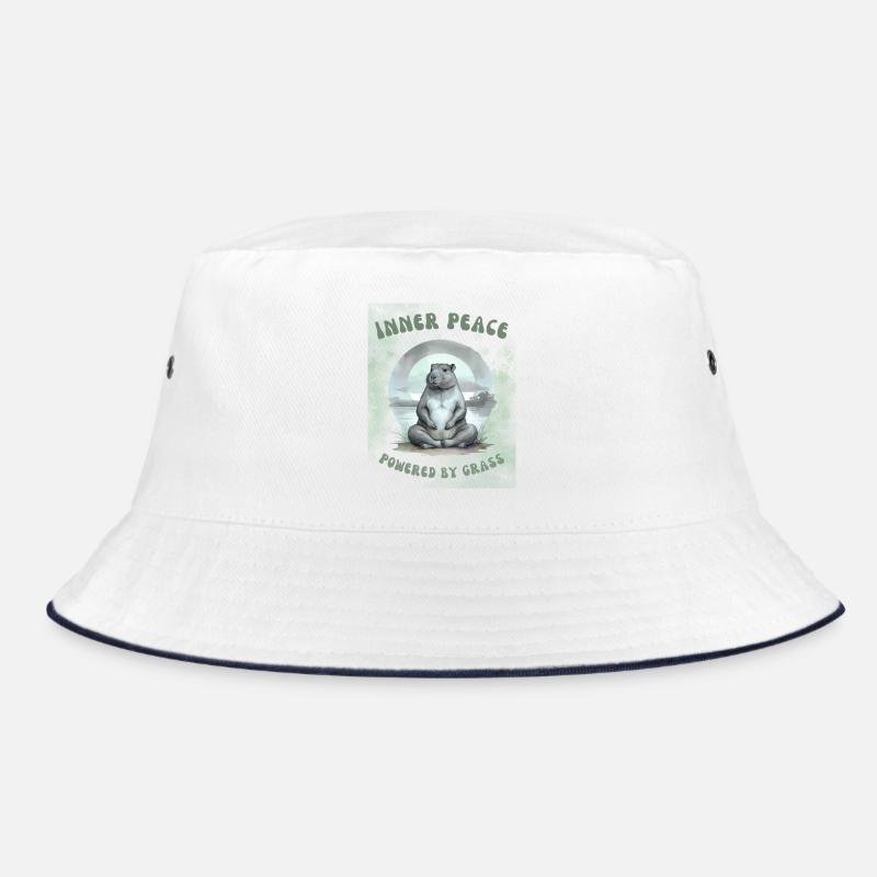 Inner Peace – Powered by Grass Design - Bucket Hat - Weiß/Navy