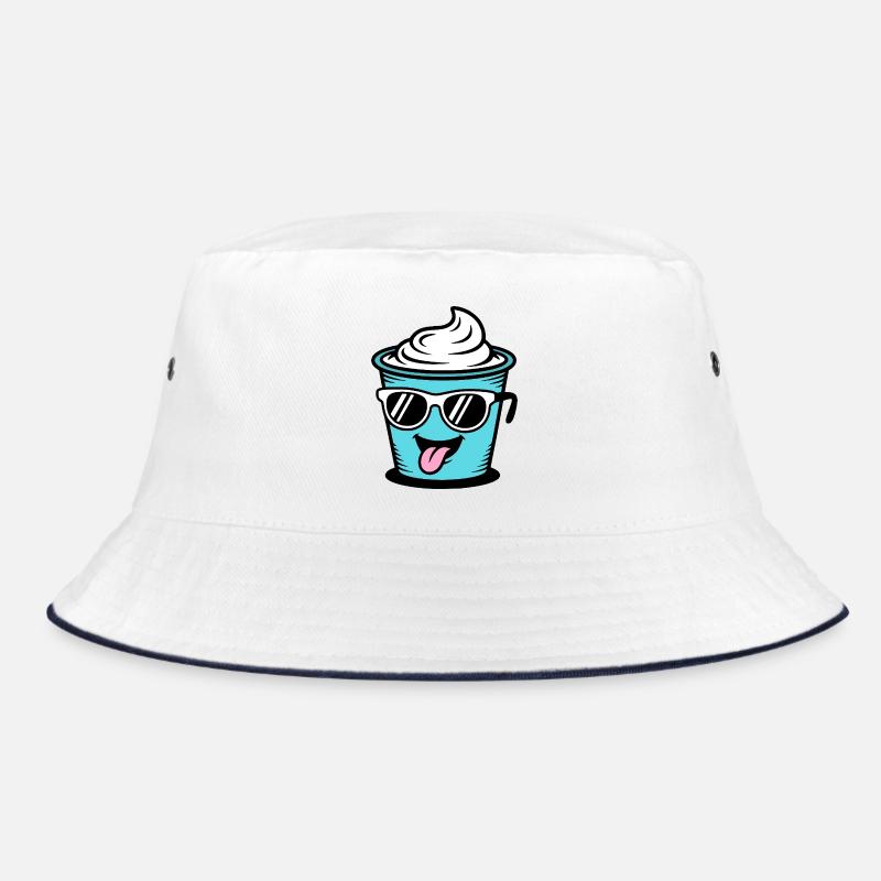 Becher Crème Frech Joghurt Rahm Sahne Eis Pudding - Bucket Hat - Weiß/Navy