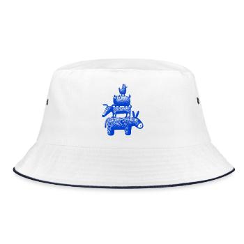 Town Musicians "Blue" - Bucket Hat - white/navy - Front