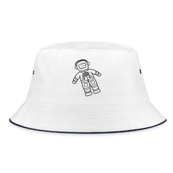 Astronaut Raumfahrer Doodle Weltraumforscher gezeichnet - Bucket Hat - Weiß/Navy - Vorne