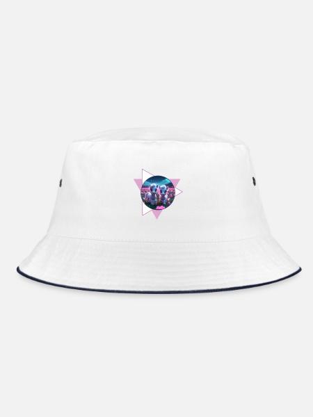 Two cute ponies - Bucket Hat - white/navy - Front