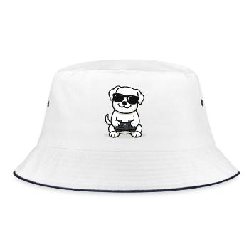 Gamer Pup - Bucket Hat - white/navy - Front
