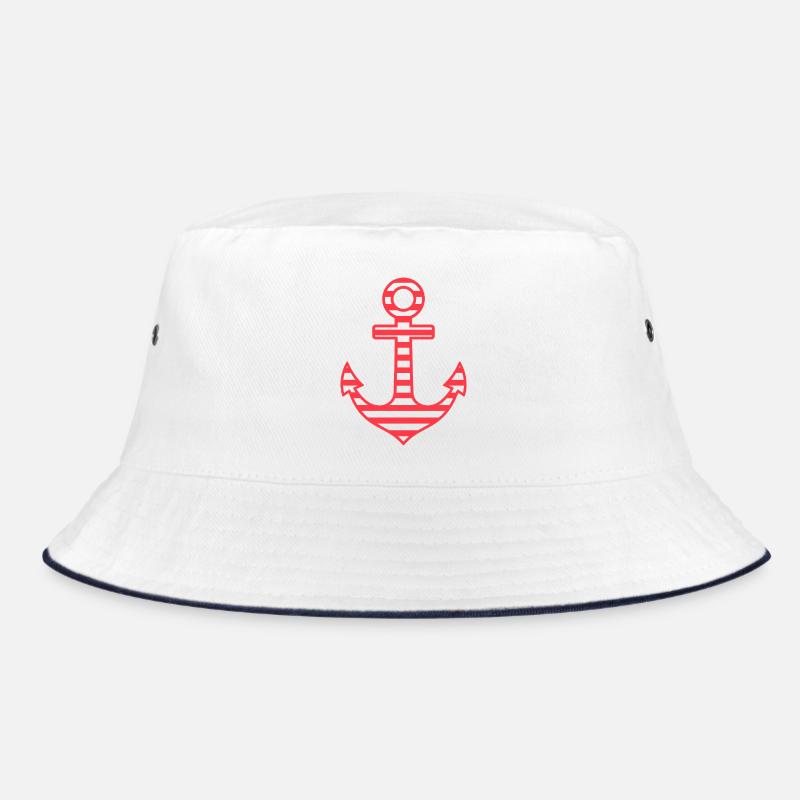Anker Illustration - Bucket Hat - Weiß/Navy