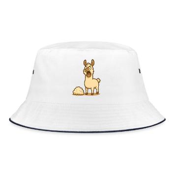 Humorvolle Lama Illustration  - Bucket Hat - Weiß/Navy - Vorne