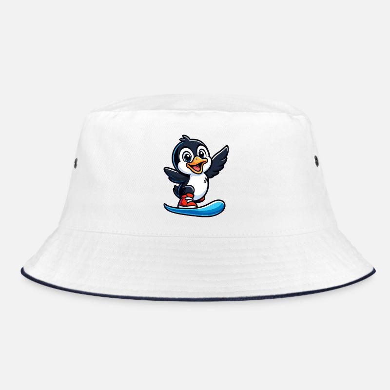 Cooler Pinguin Surfer bei der Pool Party Bucket Hat