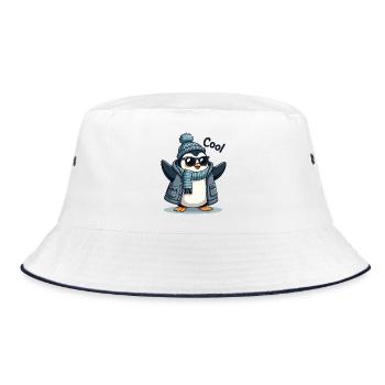 Coolguin - der coole Penguin - Bucket Hat - Weiß/Navy - Vorne