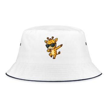 Cute Giraffe Dabbing Sunglasses Safari Kids - Bucket Hat - white/navy - Front
