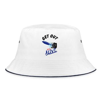 Get out and Stay Alive - Fisch in Falle - Bucket Hat - white/navy - Front