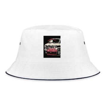 Vintage Rimbiero American Muscle Design - Bucket Hat - white/navy - Front