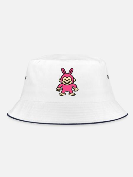 Rabbit Monkey - Bucket Hat - white/navy - Front