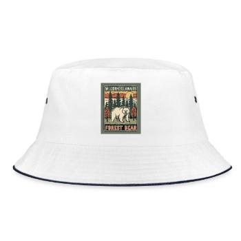 Wilderness Hunter Bear Motif - Bucket Hat - white/navy - Front
