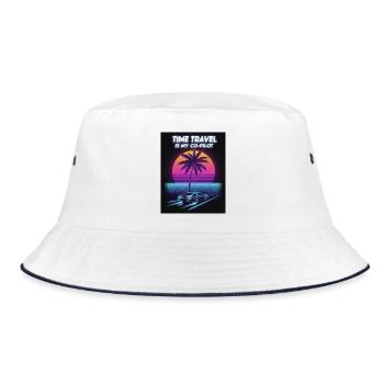 Retro Future Zeitreise Design - Bucket Hat - Weiß/Navy - Vorne