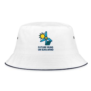 Future Runs on Sun & Wind - Bucket Hat - white/navy - Front