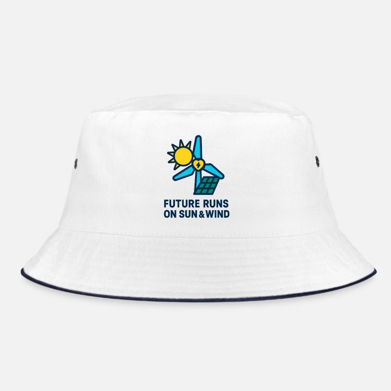Future Runs on Sun & Wind - Bucket Hat - Weiß/Navy