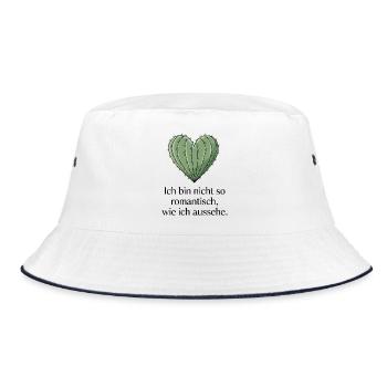 Cactus Heart, Not as Romantic as I Look - Bucket Hat - white/navy - Front