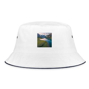 Natur Liebe Bergsee Landschaft - Bucket Hat - Weiß/Navy - Vorne