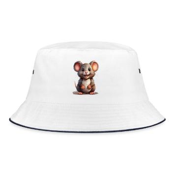 Cute mouse motif with sparkling eyes - Bucket Hat - white/navy - Front