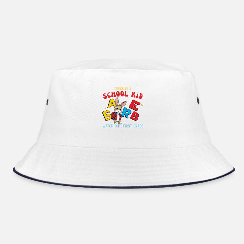 Schoolchild with ABC letters design - Bucket Hat - white/navy