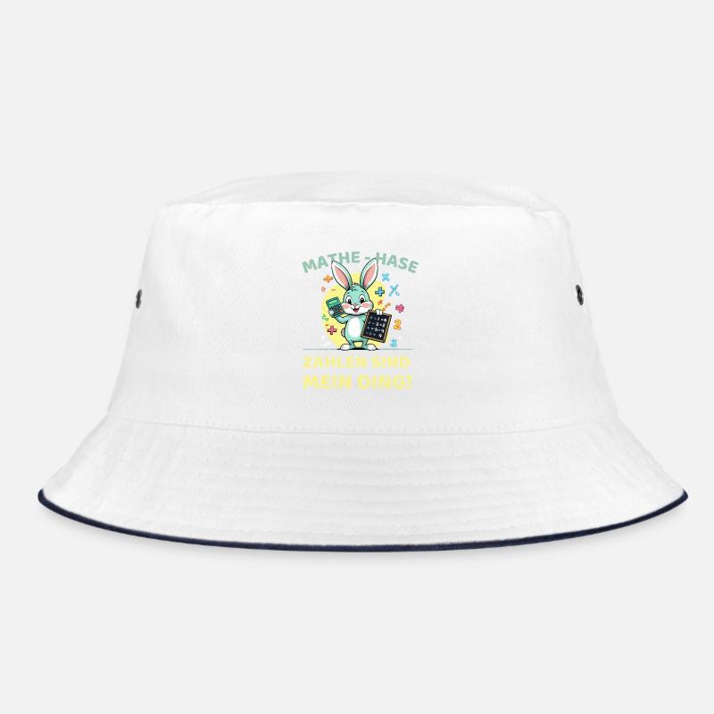 Math bunny with calculator and blackboard - Bucket Hat - white/navy