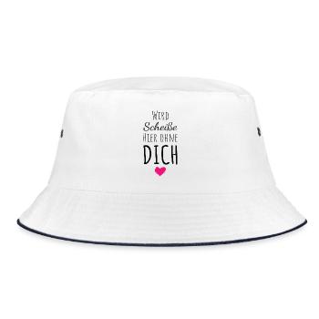 Wird Scheiße hier ohne dich Abschied Kollegin - Bucket Hat - Weiß/Navy - Vorne