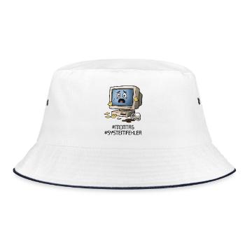 #Montag #Systemfehler – Retro PC, Coffee & Office Humor - Bucket Hat - white/navy - Front