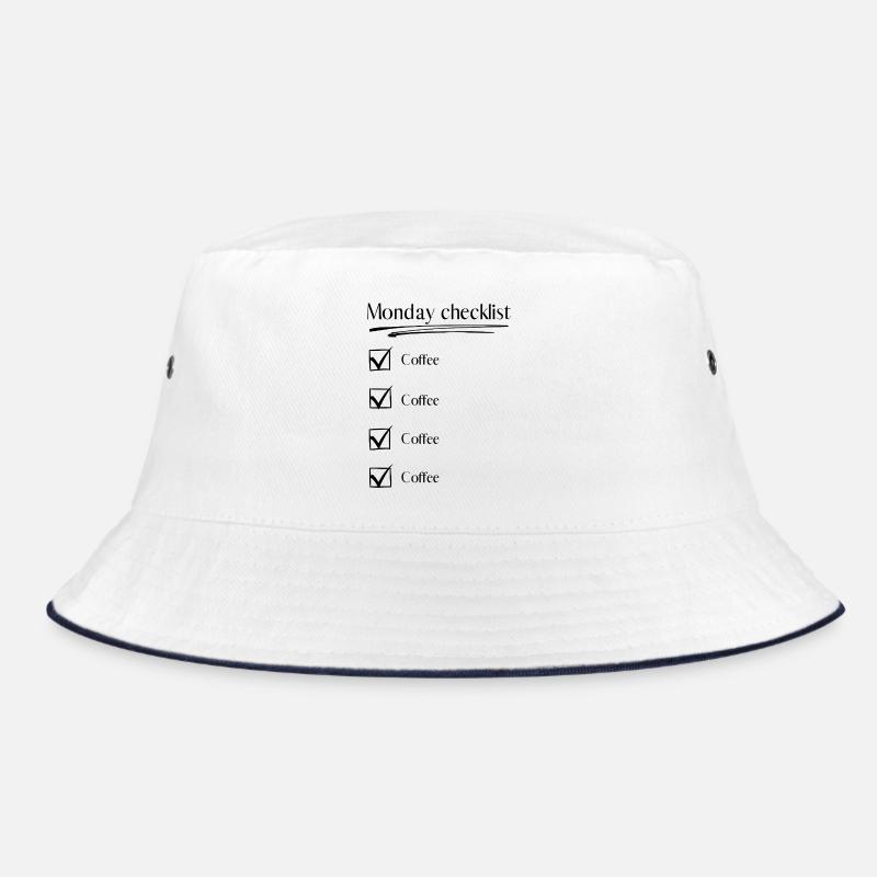 Montag Checkliste – Coffee Coffee Coffee - Bucket Hat - Weiß/Navy