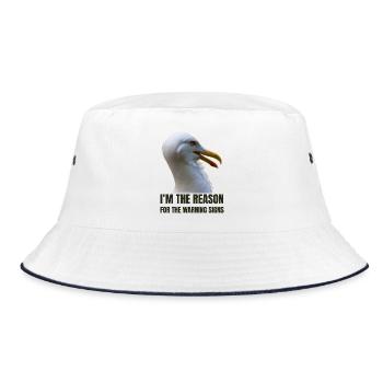 Whimsical Seagull with Bold Text - Bucket Hat - white/navy - Front
