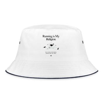Laufen ist meine Religion - Bucket Hat - Weiß/Navy - Vorne