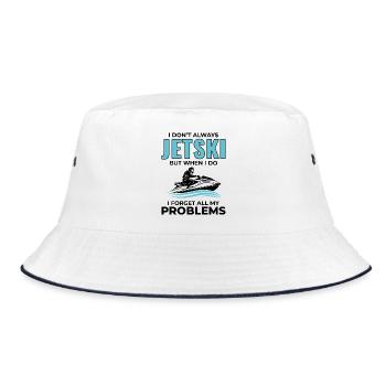 Lustiger Jetski Vergiss Probleme Wassersport - Bucket Hat - Weiß/Navy - Vorne