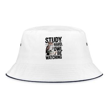 Wise Owl - Bucket Hat - white/navy - Front