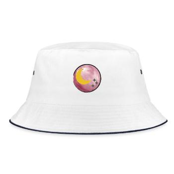 Moon and stars illustration on watercolors - Bucket Hat - white/navy - Front