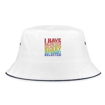 Selective Hearing Sarcastic Saying - Bucket Hat - white/navy - Front