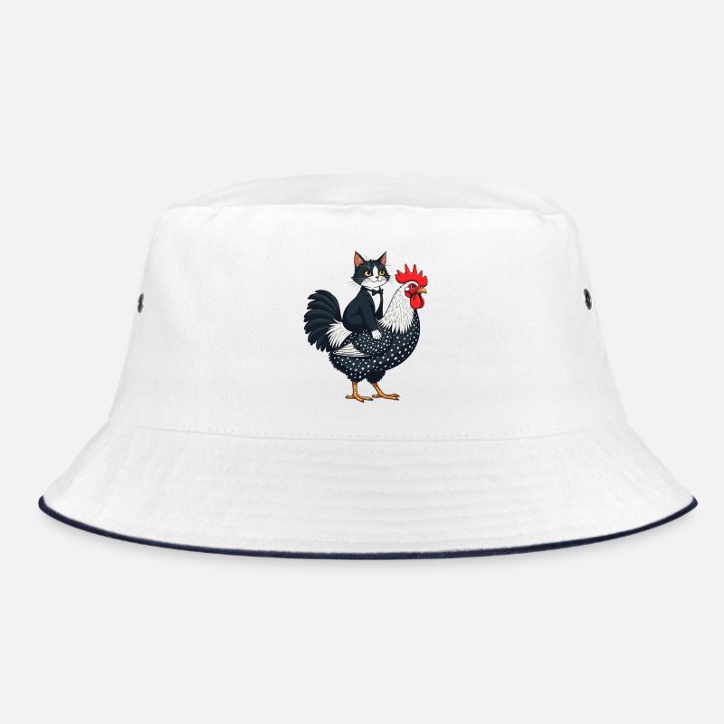 Schwarzer Hund und eklektischer Hahn Bucket Hat