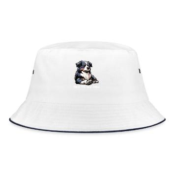 Talk To The Paw Australian Shepherd Aussie Aussies - Bucket Hat - white/navy - Front