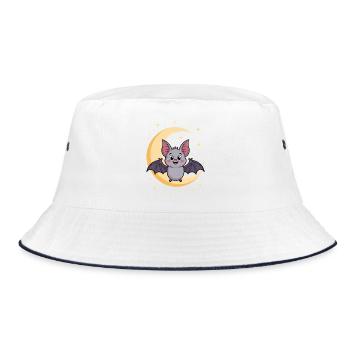 Nocturnal Bat Cat Design - Bucket Hat - white/navy - Front