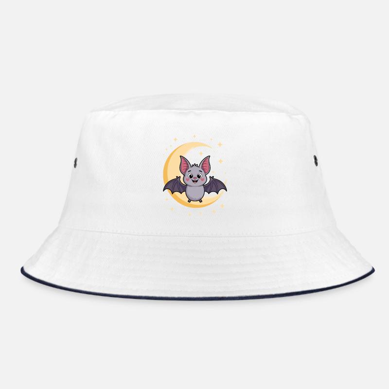 Nocturnal Bat Cat Design Bucket Hat