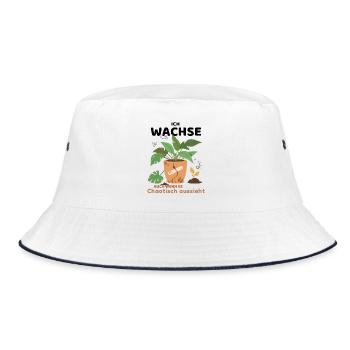 Ich wachse, auch wenn es chaotisch aussieht - Bucket Hat - Weiß/Navy - Vorne