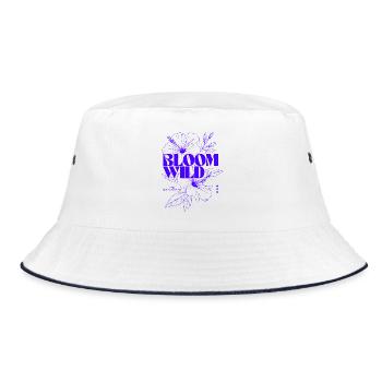 Bloom Wild Floral Typography Design - Bucket Hat - white/navy - Front