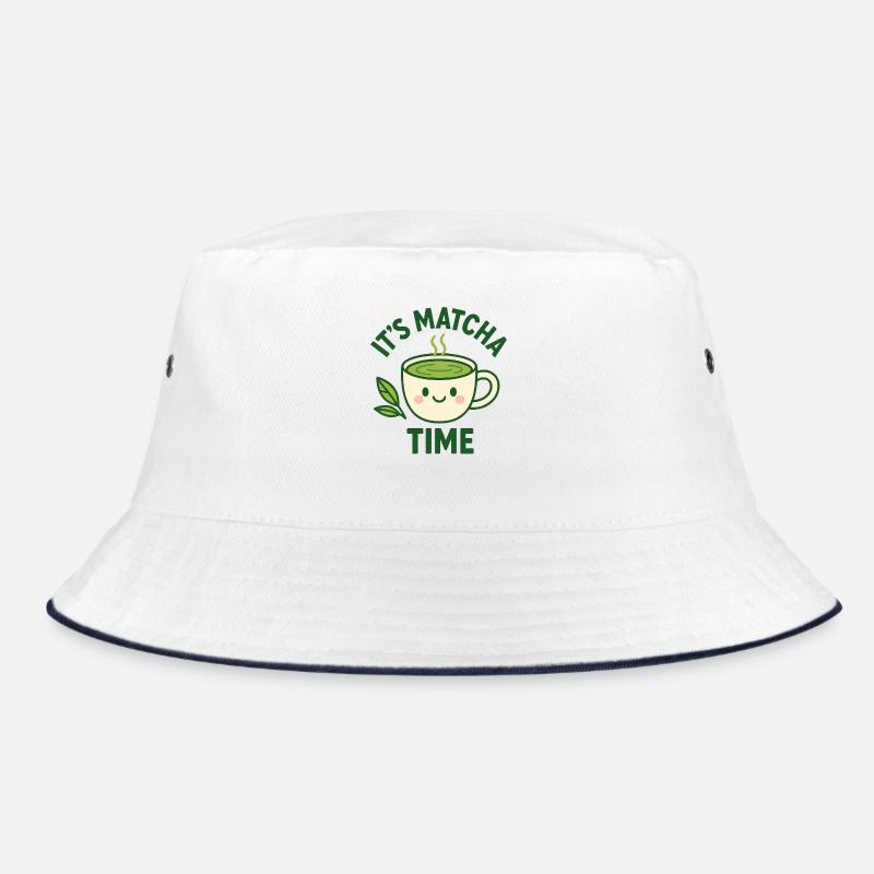 Green Tea Matcha Time Teacup Design Breakfast Bucket Hat
