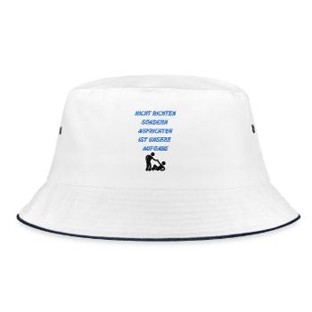 Aufrichten ist unsere Aufgabe - Bucket Hat - Weiß/Navy - Vorne
