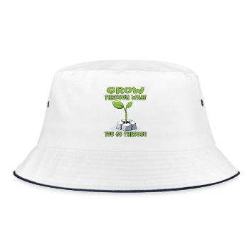 Growth of a green and motor shoot - Bucket Hat - white/navy - Front