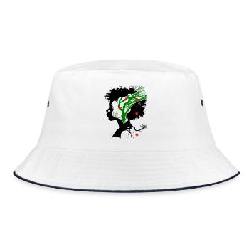 Abstrakter Baum mit Blüten - Bucket Hat - Weiß/Navy - Vorne