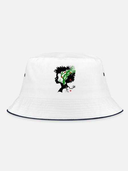 Abstract tree with flowers - Bucket Hat - white/navy - Front