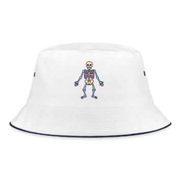 Skelett Skull - Bucket Hat - Weiß/Navy - Vorne