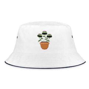 Lebendige fleischfressende Pflanze Illustration - Bucket Hat - Weiß/Navy - Vorne