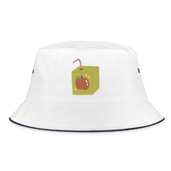 Skurriles Design der Apfelsaftdose - Bucket Hat - Weiß/Navy - Vorne