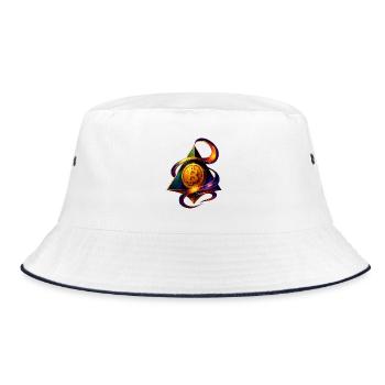 Bitcoin and Blockchain Creative Design - Bucket Hat - white/navy - Front