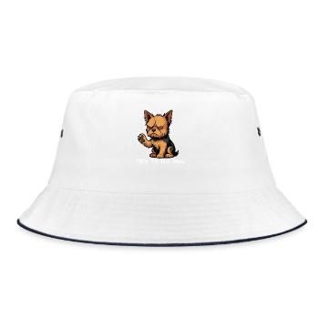 Talk to the Paw Yorkshire Terrier Yorkie Yorkies - Bucket Hat - white/navy - Front