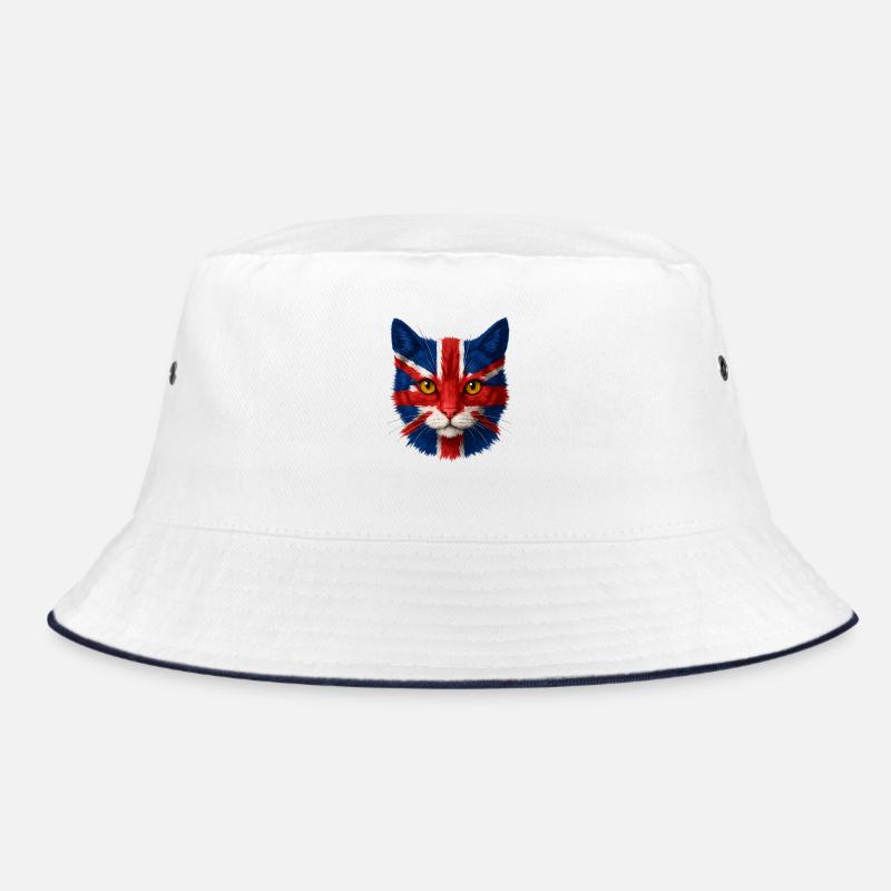 Portrait de chat Union Jack - Bob - blanc/marine